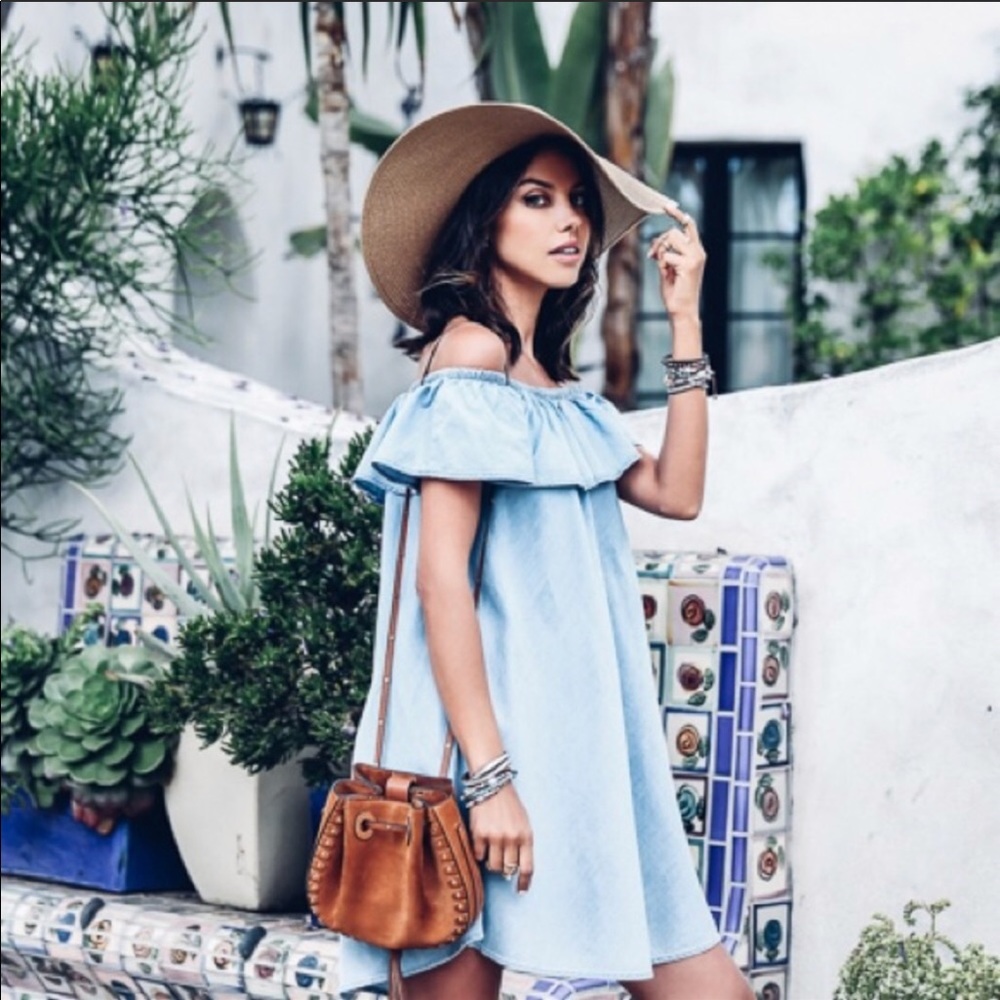 Chambray off shoulder dress